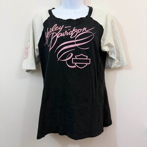 Y2K Modern Harley Davidson Black/White Pink Glitter Cute Tribal Large